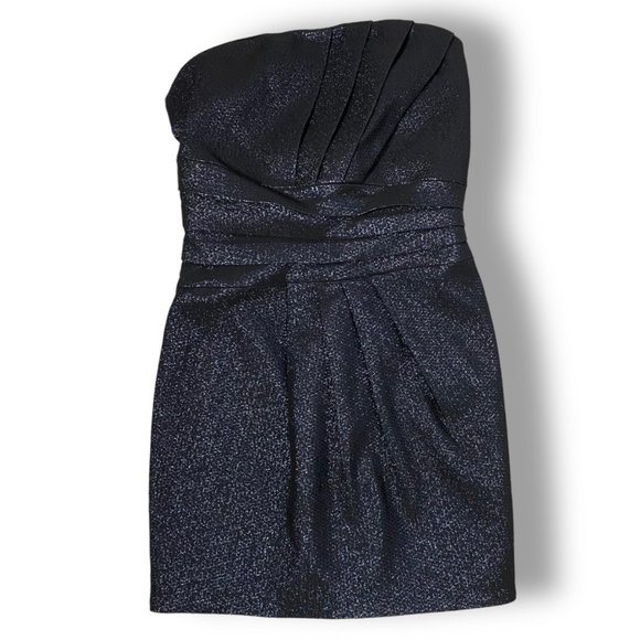 NWT Ramy Brook Black Shimmery Strapless Mini Sheath Dress, Sz 2 Cocktail - Picture 1 of 3